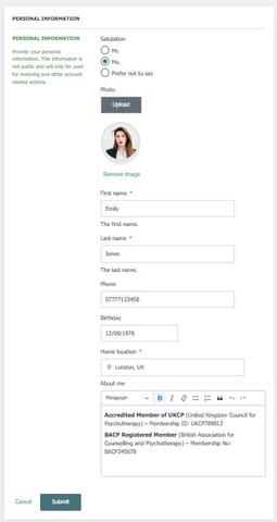 Personal info