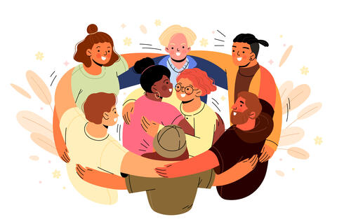volunteers hugging